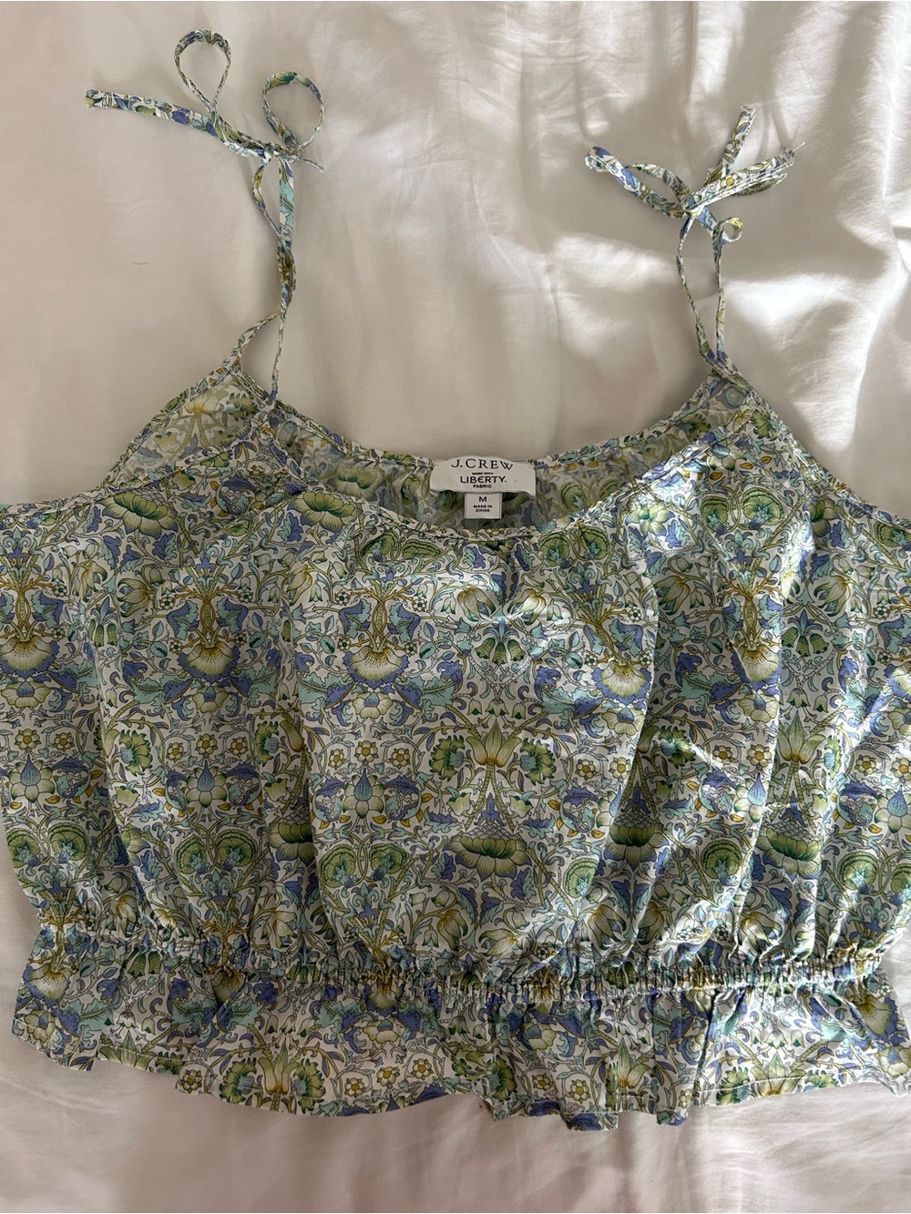 J. Crew Floral Tie-Strap Camisole in Blue & Green Liberty Print